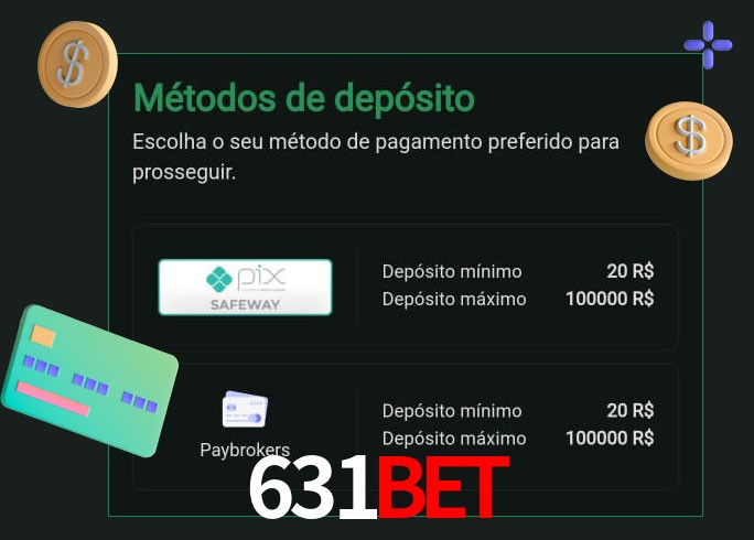 O cassino 631Bet oferece uma grande variedade de métodos de pagamento